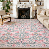 Garvee Washable Non-Slip Pink Floral Area Rug - Modern Low-Pile Soft Carpet - Perfect for Living Room, Bedroom, Dining Room - 8x10ft - Pink