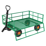 Garvee Steel Garden Cart for Lawn and Farm Use, 1200 lbs Capacity with 13-Inch Pneumatic Wheels and 2-in-1 Pull Handle, Green and Orange