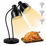 Garvee Commercial 2-Head Food Heat Lamp with 360° Flexible Gooseneck – Rapid-Heating, Adjustable Electric Warmer – Spare Bulb Included – Ideal for Buffet, Restaurant, Catering, Parties