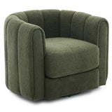 Garvee 360° Swivel Barrel Accent Chair – Striped Backrest, High-Density Padding, Wide Base, Modern Lounge Armchair for Living Room, Bedroom, Office, Green - Green|Teddy Fleece