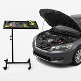 Garvee Adjustable Rolling Work Table Heavy Duty 220LBS Metal Frame Height Adjustable 35-51in 360° Swivel Casters Tool Tray for Garage Workshop Auto Repair - Black