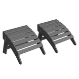 Garvee Folding Adirondack Ottoman Set of 2 - HDPE All-Weather Outdoor Footrests for Patio, Deck, Lawn, Poolside - Weather-Resistant, Durable - Compatible with Adirondack Chair - Grey, 2-Pack - Gray