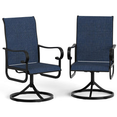 Garvee Swivel Rocking Patio Chairs Set of 6 – High Back, Ergonomic S-Shaped, All-Weather Navy Blue Textilene, Quick-Dry Mesh, Rustproof Black Powder-Coated Metal Frame, Space-Saving Outdoor Seating for Garden, Lawn, Porch or Deck – Black Frame & Navy Blue - Black & Navy Blue / 6 Pack