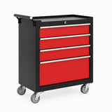 Garvee Heavy Duty Metal Tool Chest Organizer - Rolling Cabinet with 9 Lockable Drawers, Drawer Liners, Mobile Storage Cart for Garage & Workshop - Black + Red