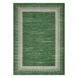 Garvee 5' × 7' Modern Line Border Area Rug, Machine Washable Non-Slip Low-Pile Soft Rug for Living Room, Bedroom & Dining Room, Green - Green