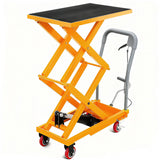 Garvee 770 lbs Double Scissor Hydraulic Lift Table Cart – 11" to 59" Elevation Range - Yellow