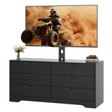 Garvee 63" Modern TV Stand for Up to 75" TVs - Adjustable Height Media Console with 6 Drawers, Sturdy MDF Entertainment Center for Living Room, Bedroom, Office - Black