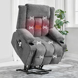 Garvee Wide Electric Power Lift Recliner Chair with Massage & Heat – Ideal for Seniors, 3 Positions, USB Charging, Cup Holders, Side Pockets - Gray
