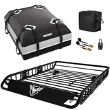 Garvee All-purpose Roof Rack Basket Cargo Carrier - 54 x 39 in Steel Roof Basket, 200 lb Capacity - Includes 15 cu ft Waterproof Cargo Bag (44 x 34 x 17 in) - Color: Black - Eagle