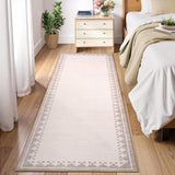 Garvee Washable 2x6 Runner Rug Modern Border Non-Slip, Stain Resistant Low Pile Polyester for Kitchen Entryway Bathroom - Beige