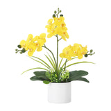 Garvee Real Touch Phalaenopsis Orchid in Pot, Artificial Fake Flowers with Vase for Table Centerpieces, Large Faux Orchids for Indoor Home Room Decor, Office Desk Decorations (Yellow,3PCS) - Yellow