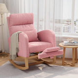 Garvee Teddy Fleece Rocking Chair with Footrest, Modern Nursery Glider Chair with Side Pockets and Pillow, Rocker Chair for Living Room Bedroom Nursing Room, Pink - Pink + Teddy