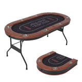 Garvee 8-Player Folding Poker Table, 71" Convertible Casino Table with Green Texas Hold'em Felt Layout, Foldable MDF Boardroom Game Table with Extra Large Cup Holders & Cushioned Armrest - Black
