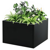 Garvee Weather-Resistant Black Metal Raised Garden Bed Planter – Bottomless Square Frame, Durable Iron Construction, Easy Snap-On Assembly, For Yard, Patio, Balcony – 46x46x30cm, No Base - Black Without Bottom