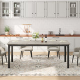 Garvee Spacious Industrial Dining Table for 6-8 – Modern Wooden Rectangular Kitchen Table – Sturdy Metal Legs – Rounded Corners – Multi-Purpose Desk for Dining Room, Living Room, or Office – Rustic Grey – Size: 1.8m Width x 0.9m