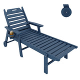 Garvee Outdoor Chaise Lounge, 1905 x 565 x 435 MM HDPE Frame with 5-Position Backrest and 304 Stainless Hardware, Navy Blue
