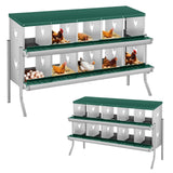 Garvee Large Metal Chicken Nesting Box - 10-Compartment Rustproof Galvanized Steel Roll Away, Easy Egg Collection, Wall Mounted, Green - Green-10