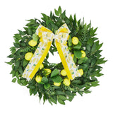 Garvee Year-Round Artificial Lemon Wreath for Front Door – Faux Citrus with Yellow Lemons, Green Leaves, and Decorative Bow – Home, Wall, Window, Porch Decor – Yellow, 24inch