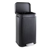 Garvee Black Stainless Steel Kitchen Trash Can 50L – Step Garbage Bin with Lid, Soft-Close, Fingerprint-Proof, Removable Inner Bucket, Fluted Rectangular, Waste Container for Home, Office – 42.8×35.5×62cm (50L black 42.8*35.5*62cm) - Black