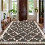 Garvee 5' × 7' Butterfly Floral Area Rug, Soft Washable Low-Pile Polyester Carpet for Living Room, Bedroom and Dining Room, Brown - Brown