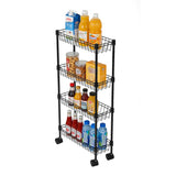 Garvee Slim Storage Cart 4 Tier, Bathroom Organizer Rolling Utility Adjustment Shelf for Small Spaces, Kitchen, Dining Room, Living Room, Bathroom, Black - 