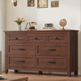 Garvee 7 Dresser for Bedroom, 54 in Wide Drawer Dresser with Storage Freestanding, Wooden Closet Storage Chest for Living Room, Bedroom, Entryway, Brown - Brown