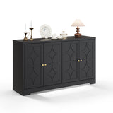 Garvee Sideboard Buffet Cabinet, 56" Modern Credenza with 4 Doors and Adjustable Shelves, Wood Accent Cabinet Console Media for Entryway, Dining Room, Living Room, Kitchen, Satin Black - Black