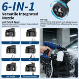 Garvee Portable Pressure Washer, 1100 PSI Battery-Powered Handheld Cleaner with 6-in-1 Nozzle, 16.5 FT Hose and 1 Battery Pack