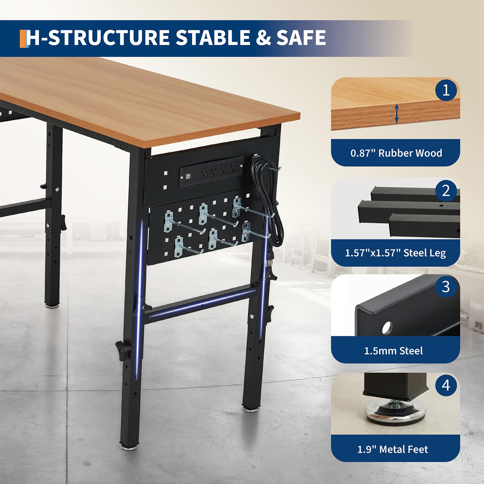 Garvee Adjustable Height Workbench 48
