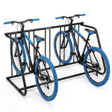 Garvee 5-Bike Capacity Floor Bike Rack, Dual-Sided Bicycle Parking Stand with Dual Slot Size Design, Weather-Resistant Powder Coated Steel Floor Rack with Ground Anchors for Garage & Outdoor - Grey