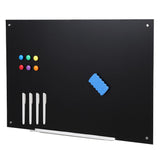 Garvee 48"W x 36"H Glass Dry Erase Board - Frameless Magnetic Glass Whiteboard Wall Mounted, Large Tempered Glass Writing Surface for Office, Home School & Conference Room - Black