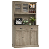 Garvee Farmhouse 71" Freestanding Pantry Cabinet with  Drawers and Adjustable Shelves, Grey