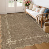 Garvee 6' x 9' Brown Scalloped Bow Area Rug, Washable Non-Slip Soft Low-Pile Rug for Living Room, Nursery, Bedroom & Playroom - Brown