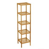 Garvee Space-Saving 5-Tier wooden Storage Shelf - Freestanding Narrow Organizer Rack with Slatted Shelves for Bathroom, Entryway, Kitchen, Living Room, Balcony - Natural Wood Finish, Easy Assembly - Color: Natural wood color, Specs: 5 layers - 5 Tier-Wood