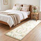 Garvee 2' × 6' Corner Floral Runner Rug, Soft Washable Low-Pile Polyester Carpet for Hallway, Kitchen and Entryway, Beige - Beige