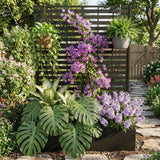 Garvee Elevated Garden Bed with Trellis, 0.6 mm Galvanized Steel Raised Planter, Black, for Climbing Plants on Patio and Backyard,Black - Black