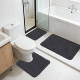 Garvee 3-Piece Grey Bathroom Rug Set, Soft Microfiber Non-Slip Bath Mats with U-Shaped Toilet Rug, Absorbent Machine-Washable Mats for Shower, Tub & Vanity - Dark Gray