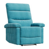 Garvee Manual Recliner Chair for Adults, Ergonomic Fabric Single Sofa with Back Support, Side Pocket, Adjustable Reclining Chair for Living Room, Bedroom, Nursery, Blue
