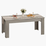 Garvee Spacious Farmhouse Dining Table for 6-8 – 71" Solid Wood Rectangular Table – Reinforced Triangular Legs – Sturdy Frame for Apartment, Office, Family Meals – Rustic Gray – 1.8 Meters, 18 Board Gray - Retro Gray