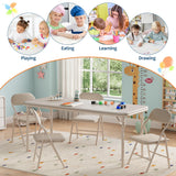 Garvee Ultra Soft PU Padded 5-Piece Kids Folding Table and Chairs Set – Lightweight & Portable – Easy to Clean – Safe Rounded Corners – No Assembly Needed – Space-Saving Study & Activity Furniture for Dining, Playroom, Daycare – Beige - Beige