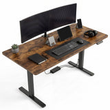 Garvee Electric Height Adjustable Sit-Stand Desk 47x24 Inch Quiet Motor Heavy-Duty Steel Frame Eco-Friendly Desktop Memory Presets Home Office Gaming - Brown