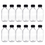 Garvee Set of 12 Clear 2oz Metro Glass Bottles with Lids & 3 Stainless Steel Funnels – Refillable Mini Juice & Syrup Bottles – Leakproof, Easy Dispensing – For Spicy Shots, Fundamental Oils, Whiskey