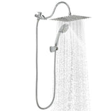 Garvee 12-Inch High Pressure Rainfall Shower Head Combo with Handheld – Dual Shower, 10 Spray Modes, Chrome, Easy Install, Anti-Clog – Arc-Shaped Upper Extension Rod