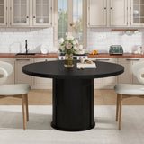 Garvee 47 Inch Round Dining Table for 4, Kitchen Table with 2-Layer Storage Shelf and a Drawer, Farmhouse Circle Dinner Table for Dining Room, Kitchen, Living Room (Table Only), Black - Black