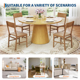 Garvee Space-Saving Round Dining Table for 4 – Modern Wooden Kitchen Table with Sturdy Pedestal Base, Compact Size, Easy Assembly, Great for Small Apartments, Natural Wood Color - Wood