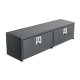 Garvee 48"X16"X13" Heavy Duty Black Steel Underbody Truck Tool Box, T-Handle Lock, Waterproof Storage Chest for Pickup, Truck Bed, RV, Trailer, Durable & Lockable Toolbox – Black Base Silver Flower Spray Plastic - Grey