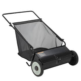 Garvee 21" Push Lawn Sweeper with 4-Brush System, Heavy Duty Steel Yard Leaf Collector, Adjustable Height, 3.5 Cu Ft Bag, Manual Grass & Lawn Cleaner Black - Black