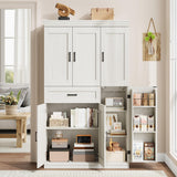 Garvee Spacious Tall Freestanding Kitchen Pantry Cabinet – 71" Cupboard with 6 Doors, 7 Shelves & Large Storage Drawer – Modern Hutch for Dining Room, Living Room, Bathroom, Laundry – Antique White - 6 Doors-White