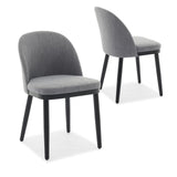Garvee Modern Upholstered Dining Chairs Set of 2 – Curved Backrest, Thick Cushions, Wooden Legs, Comfortable Side Chairs for Kitchen, Dining Room, Restaurant or Cafe – 2-pack Linen | Grey - Grey