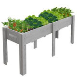 Garvee 72" x 23" x 30" Gray Raised Garden Bed with Legs, Solid Fir Wood Elevated Outdoor Planter Box with Non-Woven Liner & Hooks for Vegetables, Herbs, Flowers, Patio, Balcony & Backyard